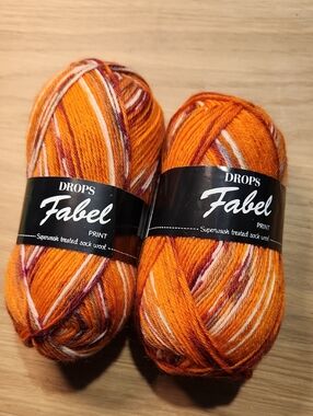 DROPS FABEL Print Sock Yarn - Orange Multicolor